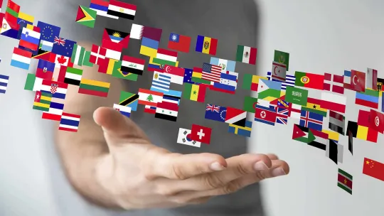 Banderas de países. Comercio internacional.